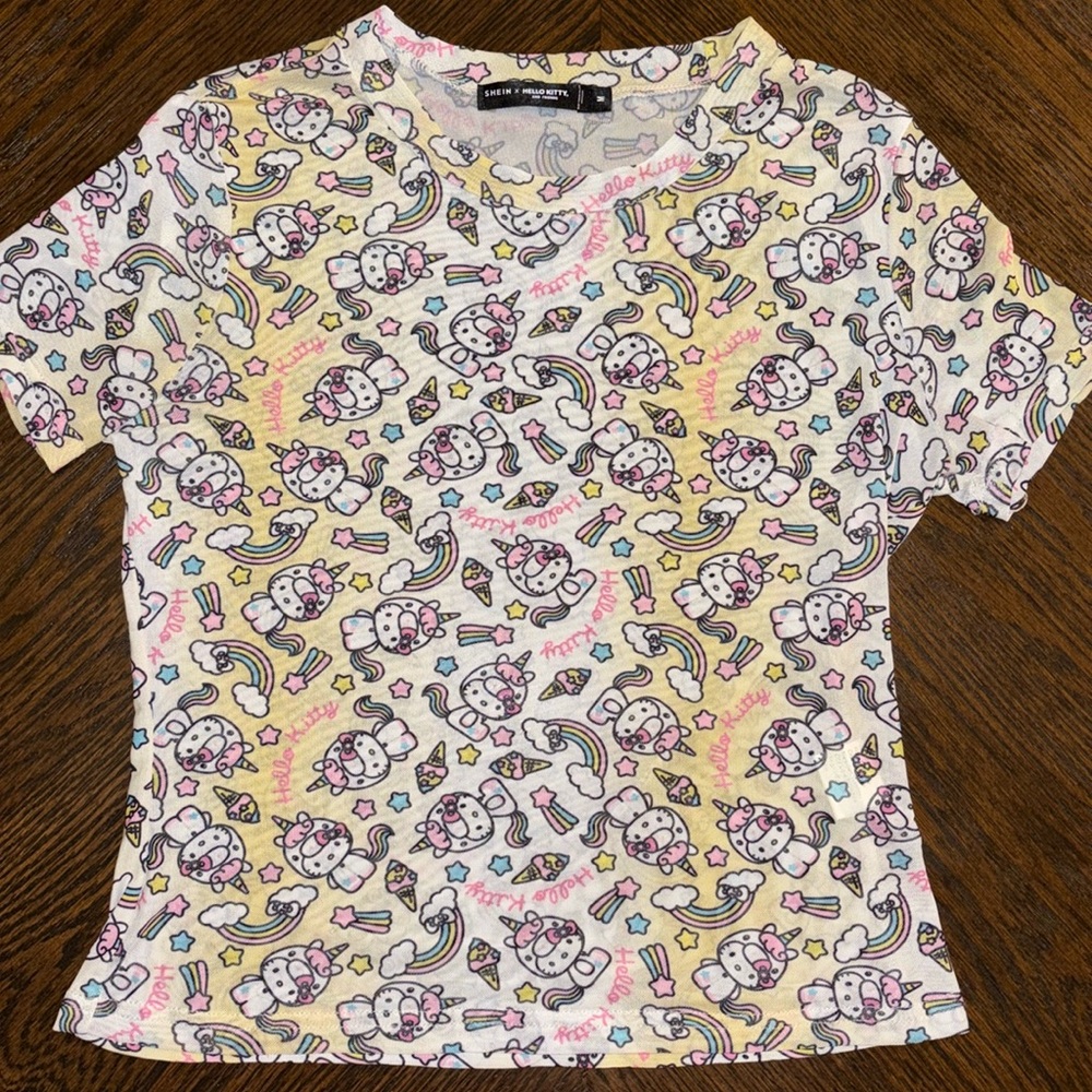Shein x Hello Kitty Sheer & Stretchy Mesh Top sz M
